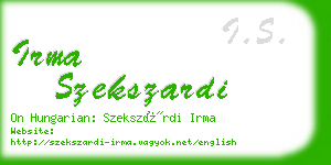 irma szekszardi business card